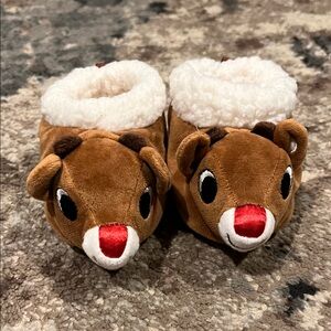 Brown Reindeer Plush Slippers